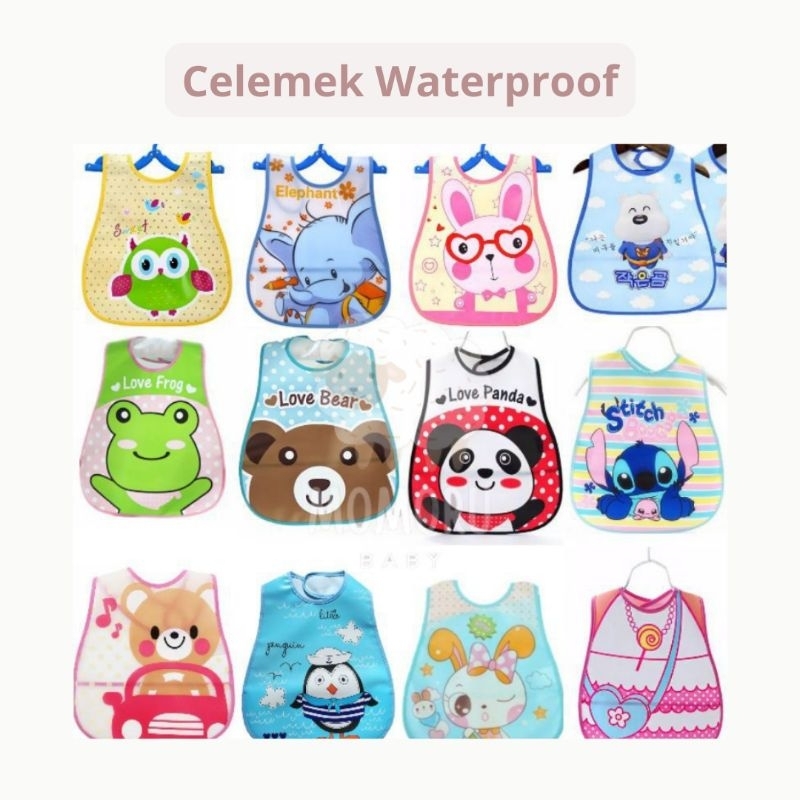 Celemek Makan Waterproof Tatakan Makan Bayi Anak Anti Air Slabber Baby Bib