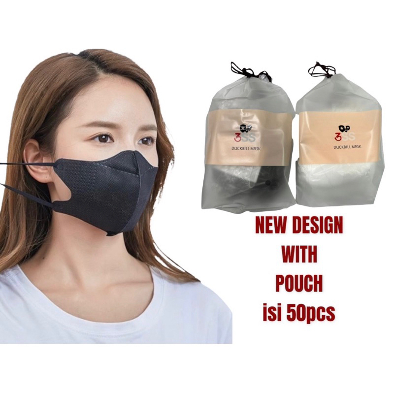 MASKER DUCKBILL 3SS HITAM PUTIH 4PLY ISI 50 PCS