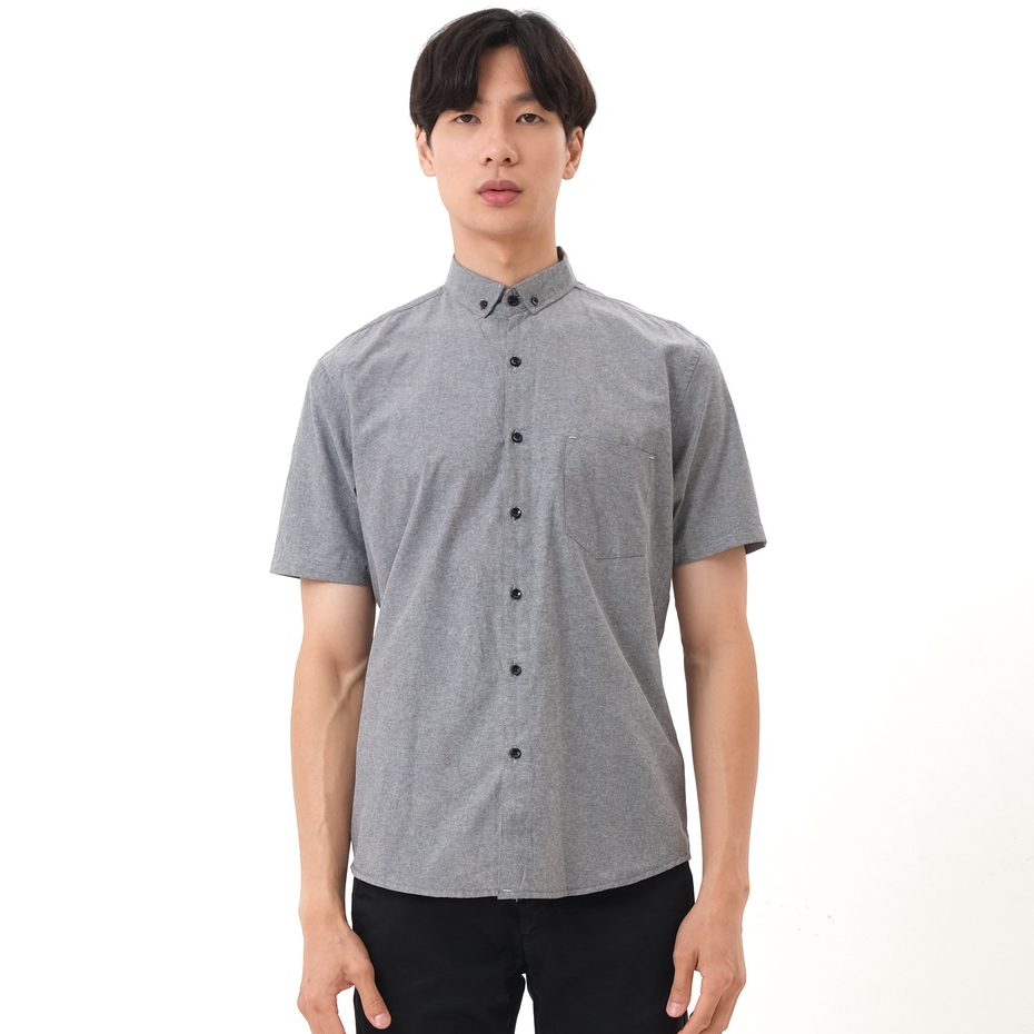 SANVANINA Kemeja Polos Lengan Pendek Polos Oxford Basic DARK GREY E-1161