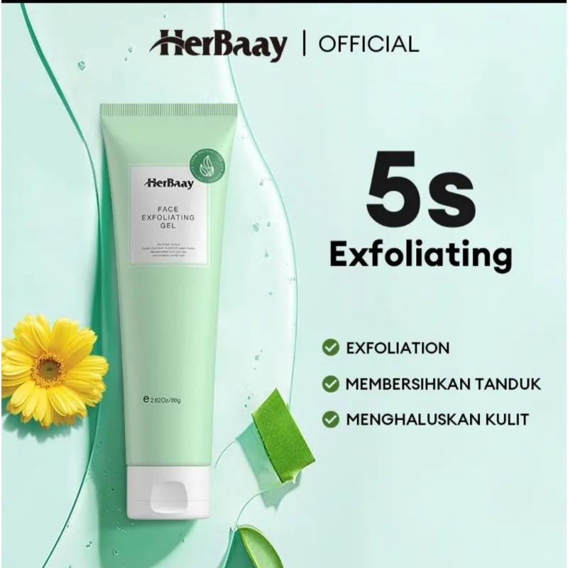 HerBaay Face Exfoliating Gel Centella Asiatica Peeling Gel Brightening 80g BPOM