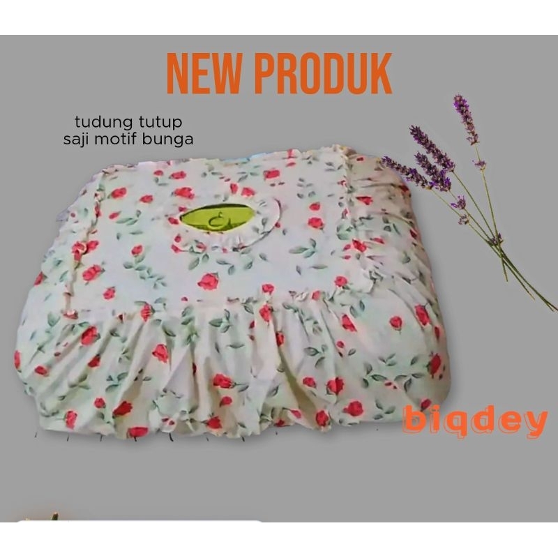 tudung tutup saji persegi motif bunga bunga