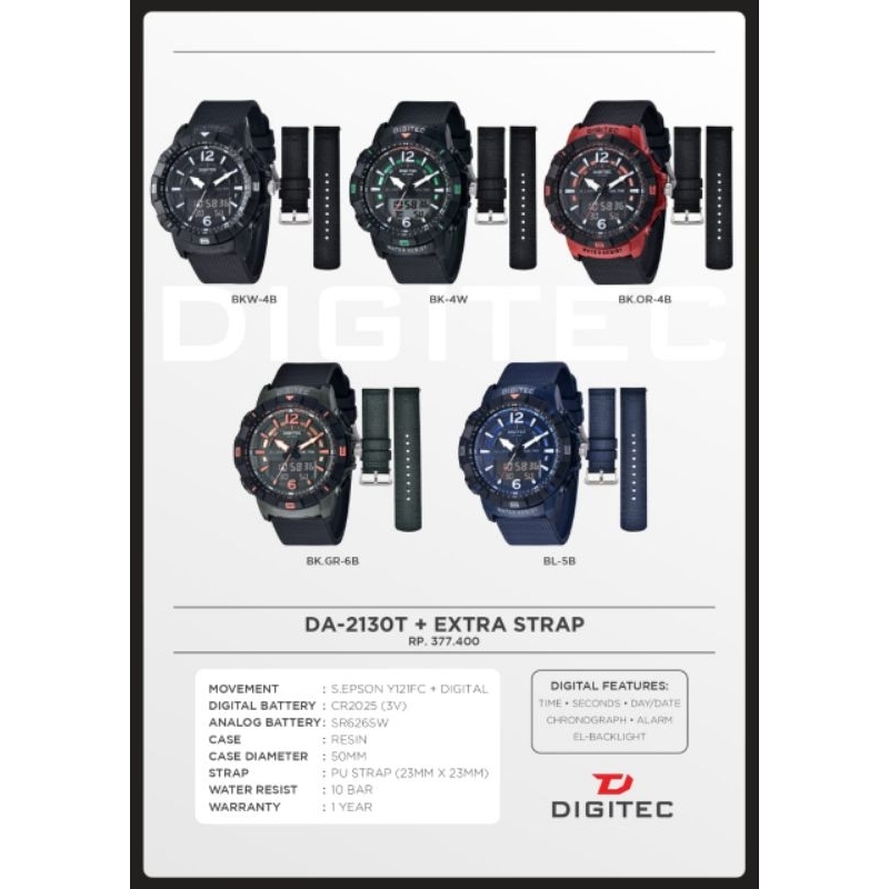 Jam tangan pria DIGITEC DA-2130T Original Free strap kanvas - jam tangan pria sport