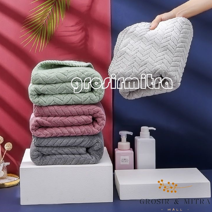 Handuk Mandi Handuk Dewasa Unisex Handuk Couple Perlengkapan Kamar Mandi Daya Serap Tinggi Handuk 70x140cm Embos Zigzag