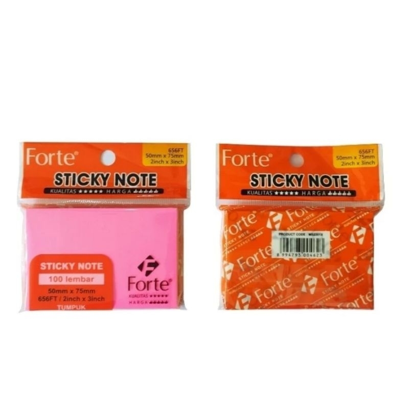 

Sticky Note Tumpuk 5 Warna Forte 50 mm x 75 mm / Memo Stick 656FT isi 100 Lembar Sticky Notes