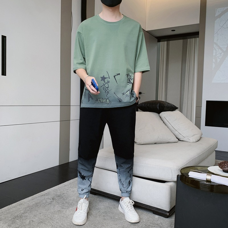 STELAN OVERSIZE KAOS PRIA ROCK STAR SETELAN KEREN COWOK + CELANA JOGGER