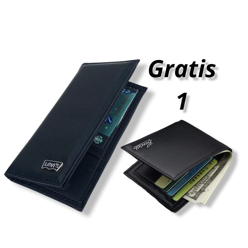 beli 1 gratis 1 dompet panjang kulit pria dompet kulit PU leather dompet uang dompet koin dompet kar