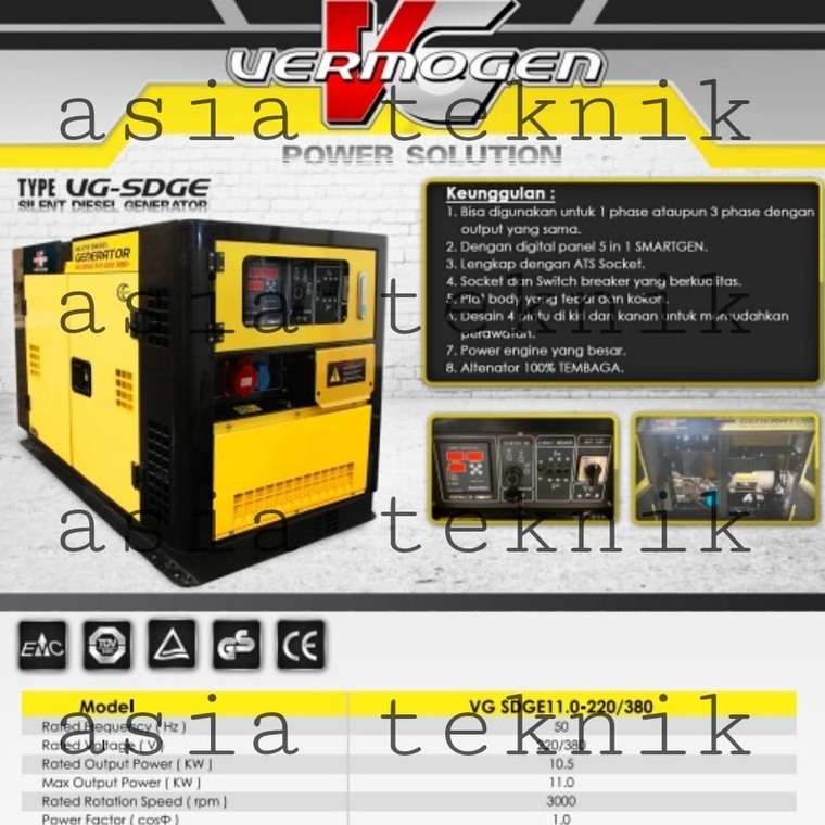 Silent Genset Diesel 15 kva Equal Power Twin Cylinder Heavy Duty + ATS