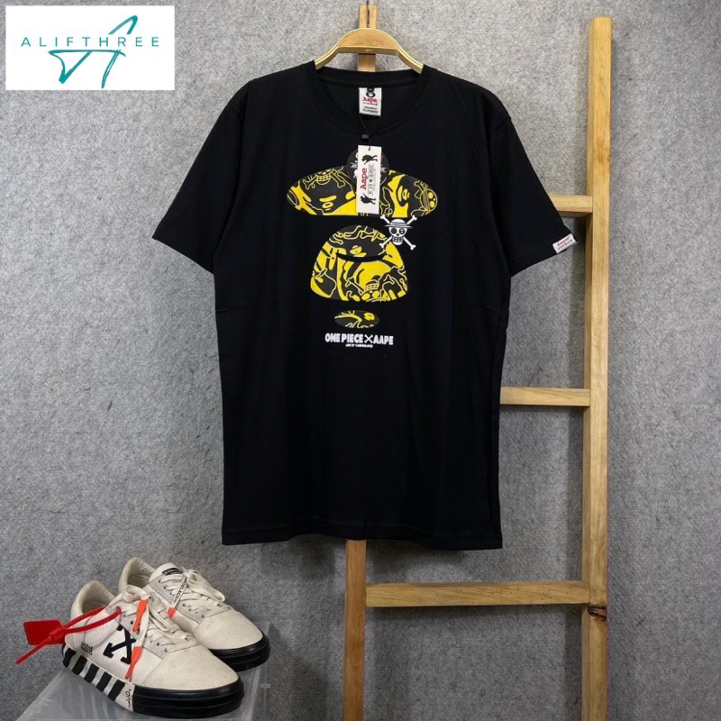 KAOS TSHIRT BAPE X ONE PIECE LENGAN PENDEK MIRROR ORIGINAL FULLTAG