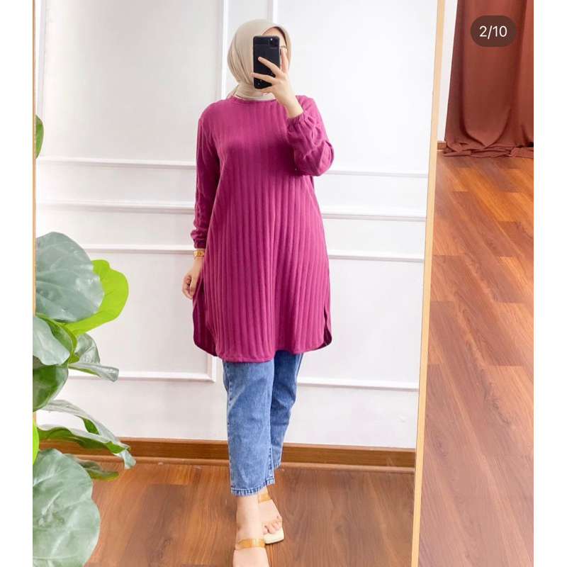 tunik oval kaos knit premium