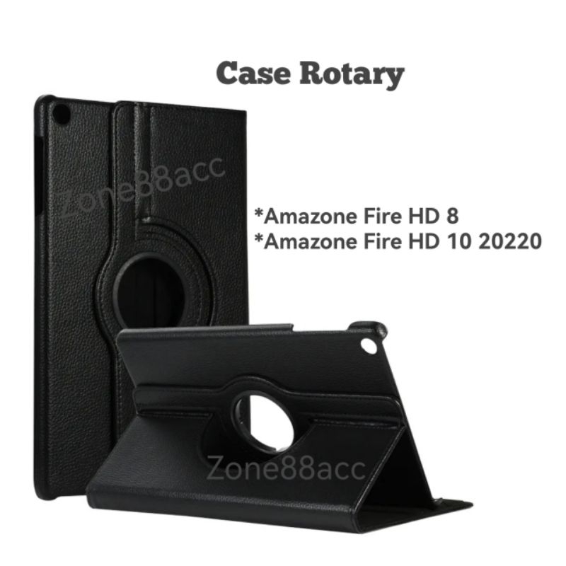 Sarung Amazon Fire HD 8 / Case Amazon Fire HD 10 Rotary Casing Cover Flip Book Buku Folio putar 360 stand standing