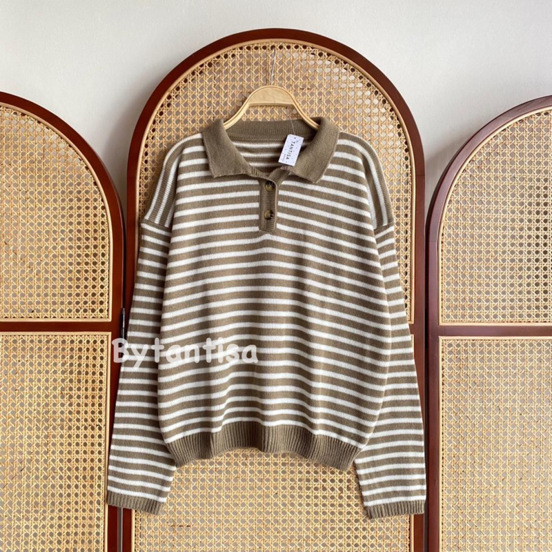 SWEATER POLO MOTIF GARIS STRIPLYNS