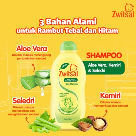 Zwitsal Natural Baby Shampoo Aloe Vera, Kemiri &amp; Seledri 100ml Buy 1 Get 1