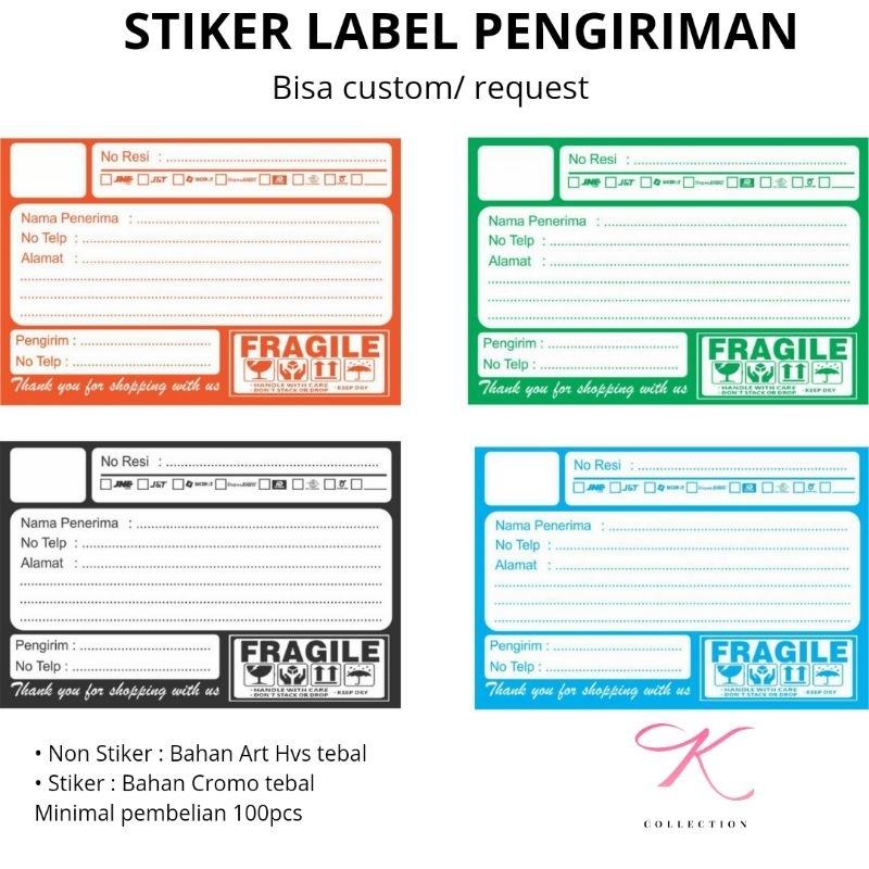 

(SUDAH DIPOTONG) Stiker label pengiriman olshop free edit nama toko