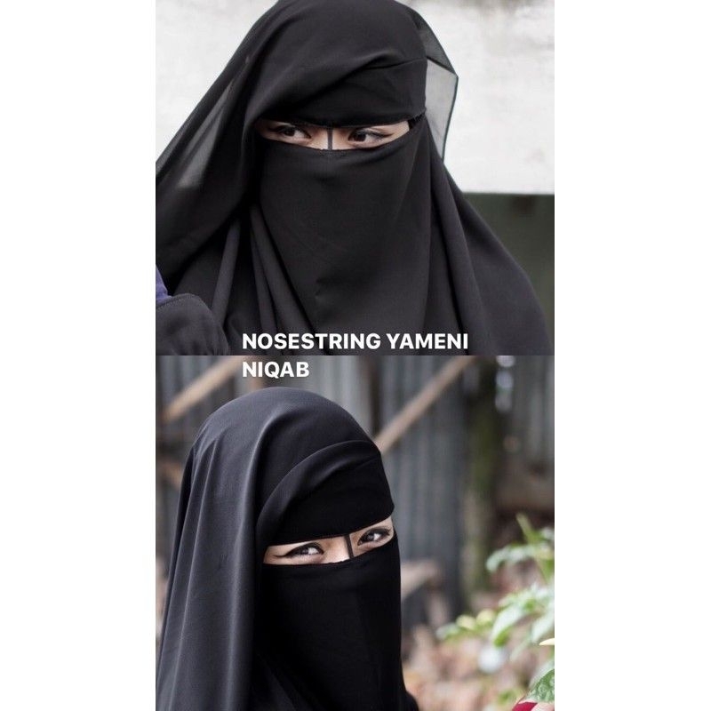 PRELOVED Cadar Niqab Niqob Long Yaman Nosestring purdah 2 layer belakang