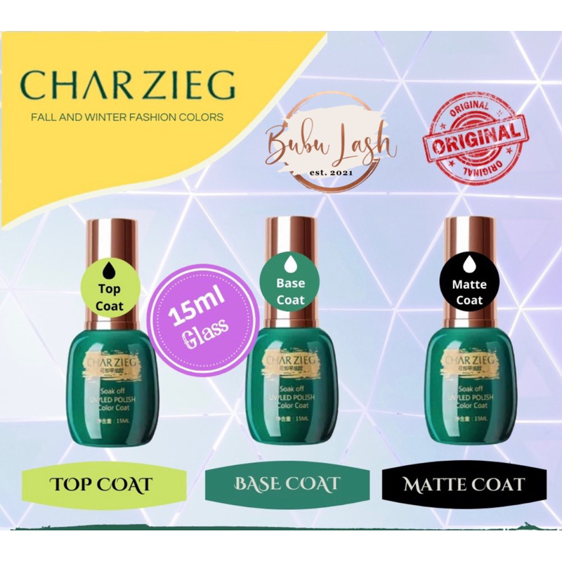 CHARZIEG  BASE COAT TOP COAT UV GEL POLISH / NAIL POLISH BASE COAT 15ml
