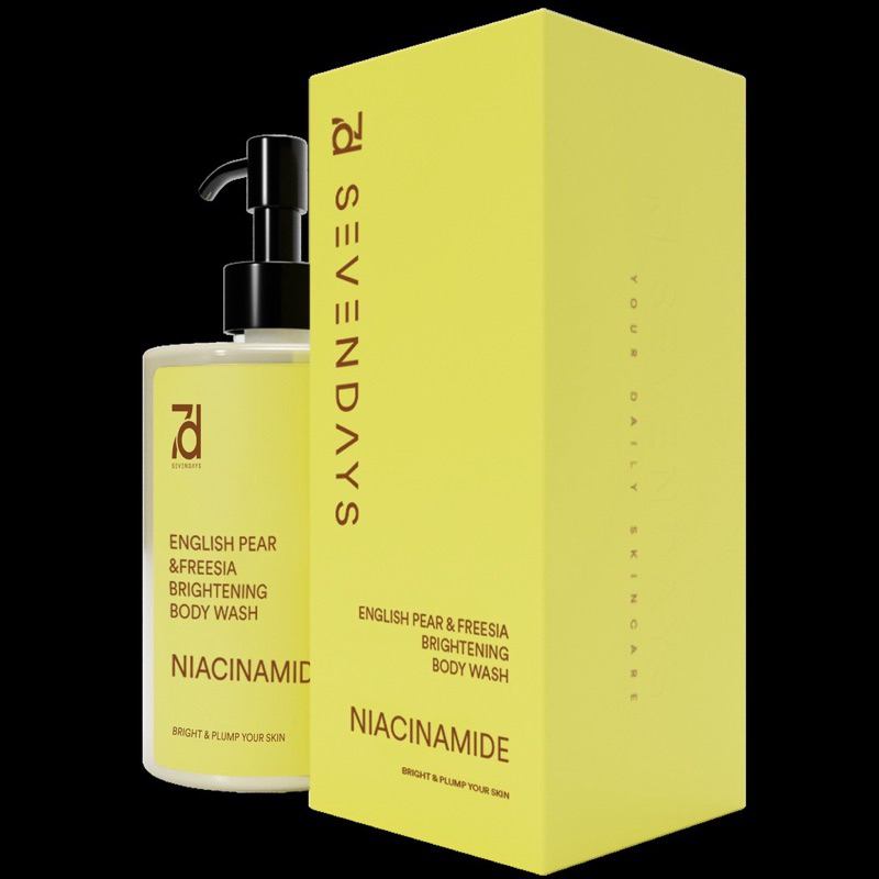 Seven Days English Pear &amp; Freesia Brightening Body Wash ( YELLOW ) 360ML ( 7DBW English P&amp;F ) Sabun Mandi Tahan Wangi Promo Sen