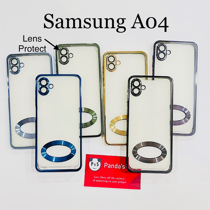 Softcase Samsung A04 Lens Protector Circle Chrome Logo Clear Case