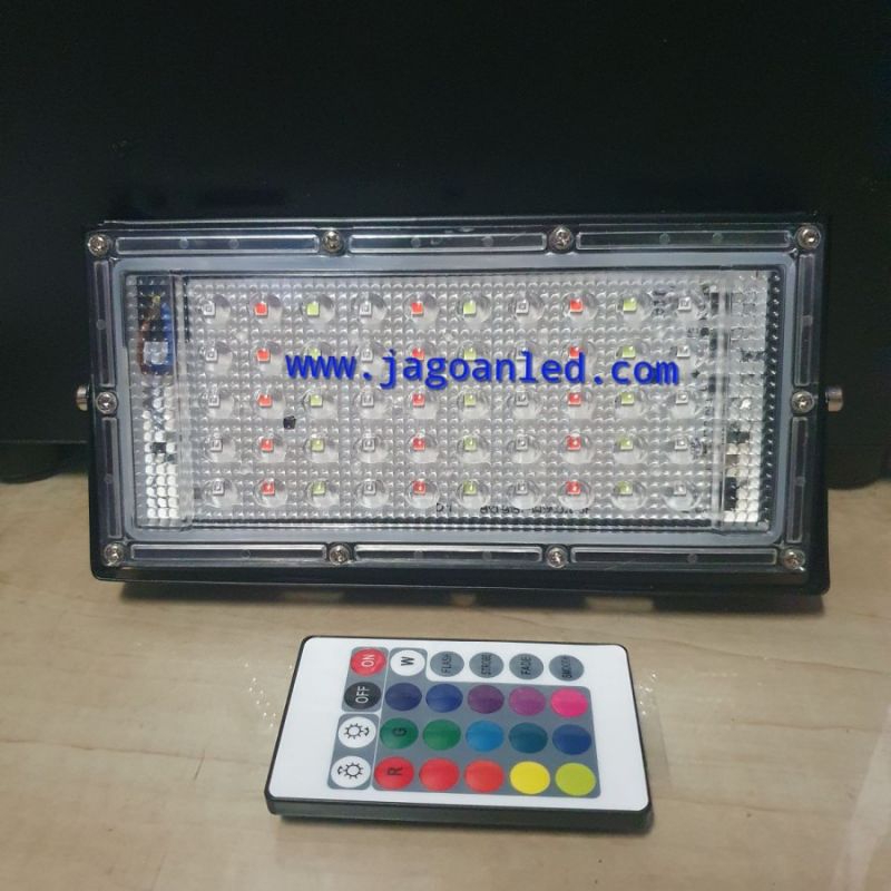 Lampu Sorot RGB 50W Lampu Tembak Warna Warni 50 Watt Remote Outdoor