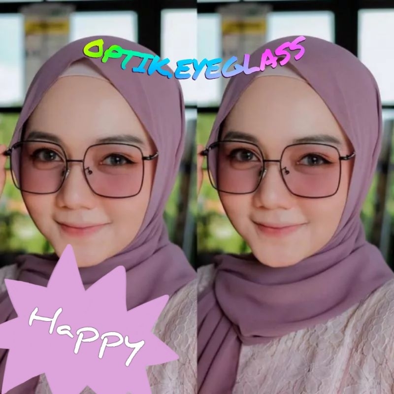 KACAMATA WANITA KOTAK ANTIRADIASI // FREE LENSA MINUS // PHOTOCROMIK  9691