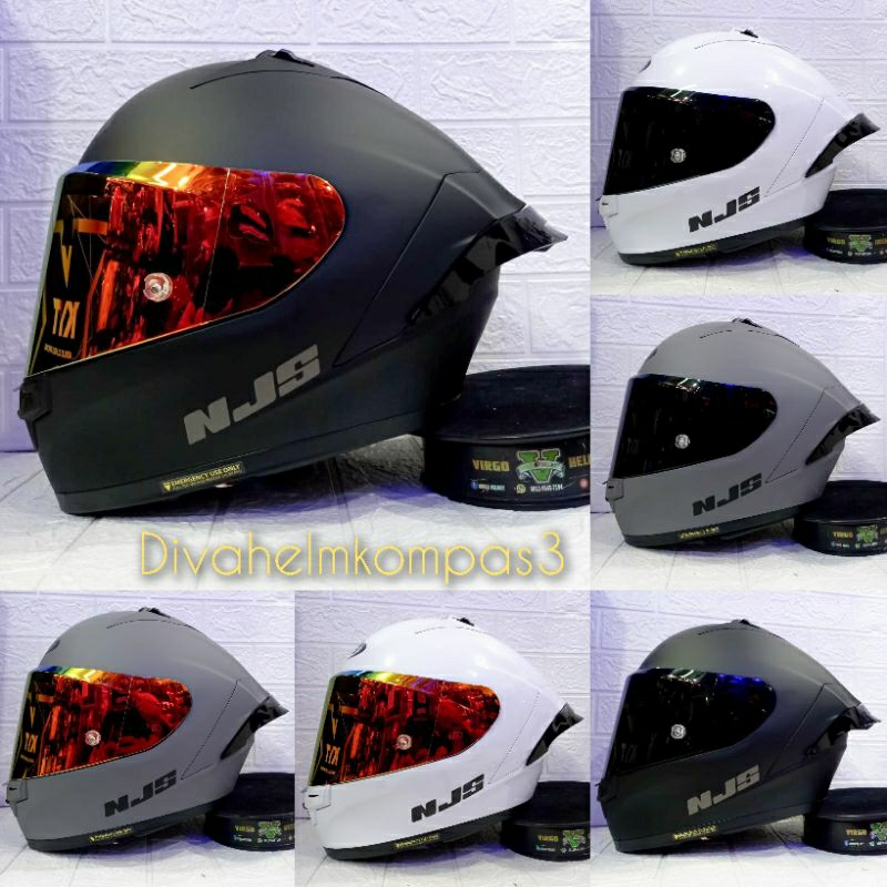 HELM NJS ZX-1R SOLID BLACK, WHITE, STONE GREY PAKET GANTENG|NJS ZX1R