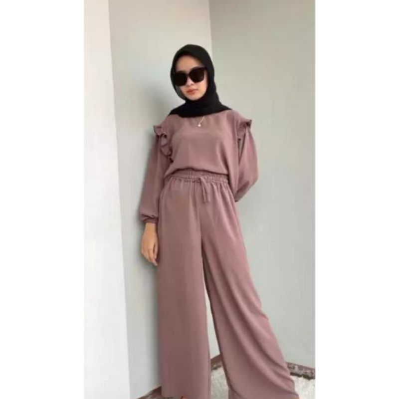 Ruby Set Rayon Crincle / Setelan Wanita Modern 2021 / Setelan Wanita Polos Kekinian / Setelan Kulot Krinkle / TONNI DJAYA