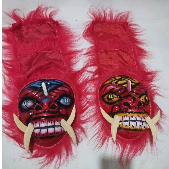 mainan anak topeng barong gedruk spon merah