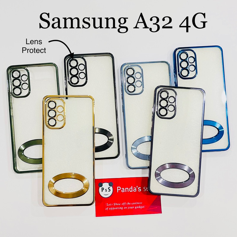 Softcase Samsung A32 4G Lens Protector Circle Chrome Logo Clear Case