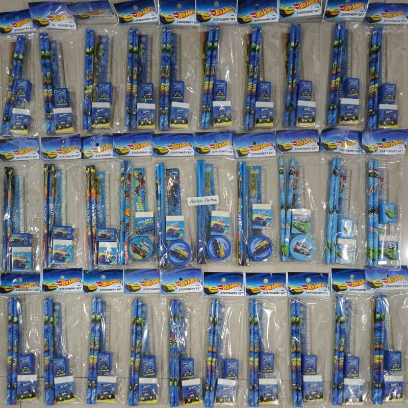 

RB hotwheels hot wheels stationery set pensil penggaris penghapus serutan rautan mobil hotwheels