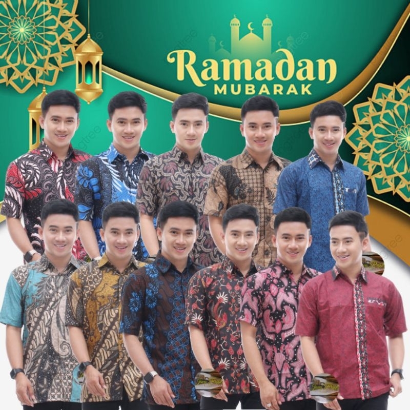 BSWART Batik HRB026 Kenongo Hem Pendek Padi Pekalongan M L XL XXL Batik Pria MURAH Modern Grosir