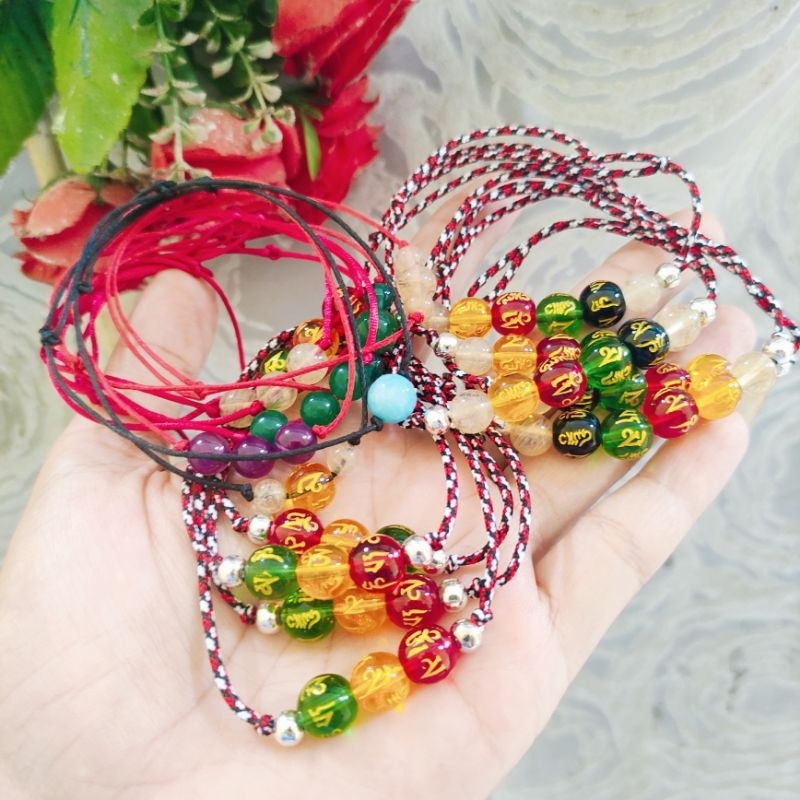 Gelang Tridatu mix Bola mantra Tibet//Gelang keberuntungan dan Banyak manfaat