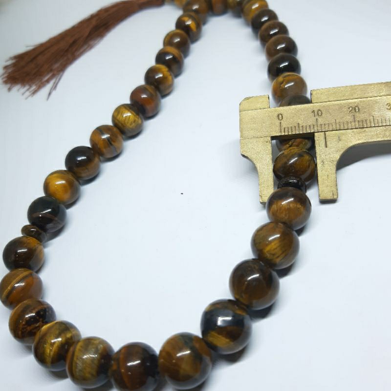 TASBIH BATU NATURAL TIGER EYE SPAH 12MM 33BUTIR