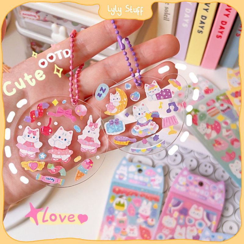 sticker gantungan kunci akrilik DIY / gantungan kunci korea / mainan murah
