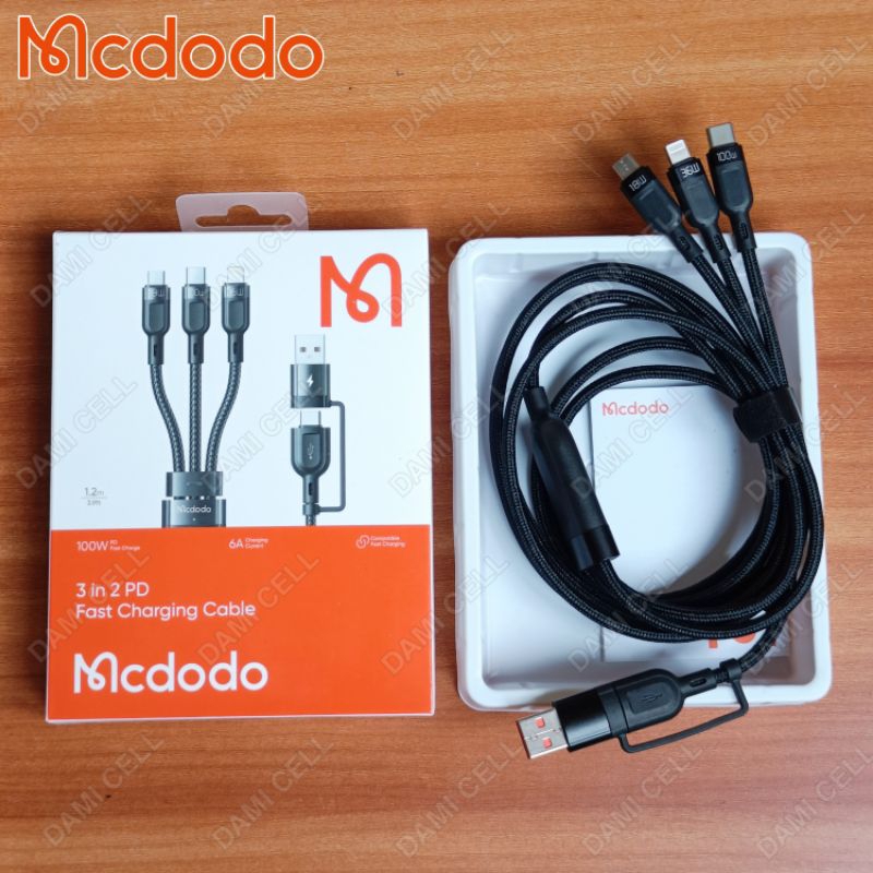 KABEL DATA 3IN2 PD SUPER FAST 6A ( Type-C + Lightning + Micro USB ) MCDODO CA-8800