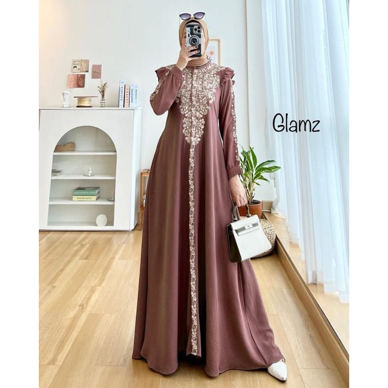 Fashion Muslim Gamis MAROKO ZARETA BORDIR Dress Maxy mewah bordiran rempel terlaris