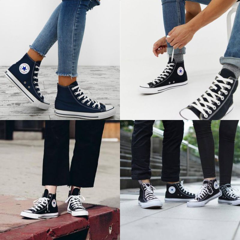 (free box converse)sepatu converse all star classic tinggi black white all star classic high hitam putih