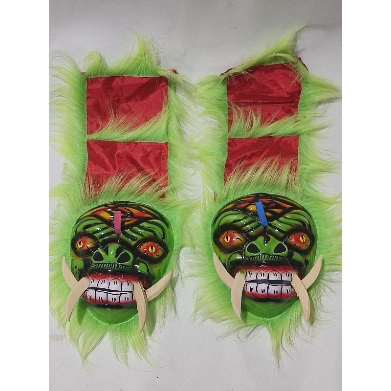 mainan anak topeng barong gedruk spon hjau