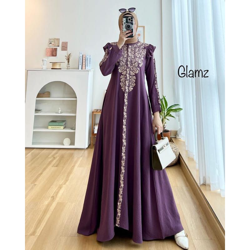 Fashion Muslim Gamis MAROKO ZARETA BORDIR Dress Maxy mewah bordiran rempel terlaris