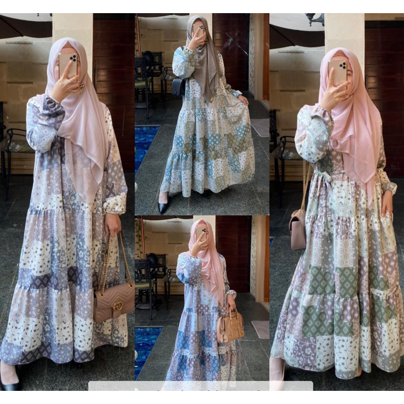 Kesia gamis/ gamis motif batik / dress busui friendly bahan dio lux