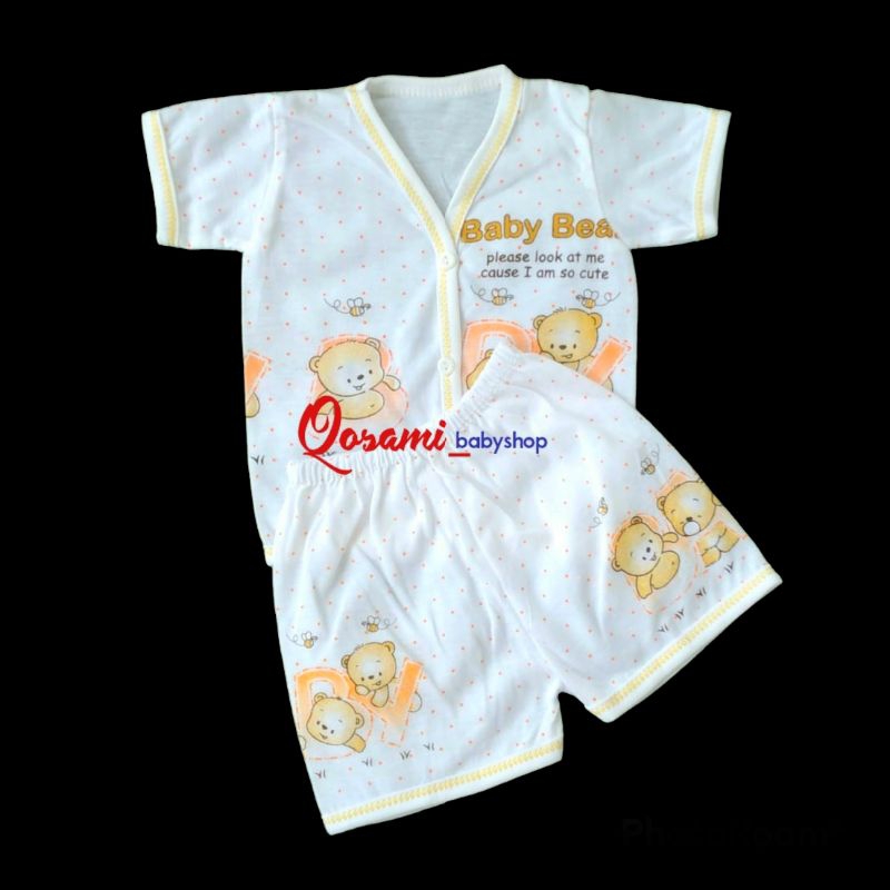 MEGA (3 Setel )Setelan Pendek Bayi Newborn Motif SNI