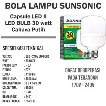 Bohlam Lampu LED Capsule 30 Watt SUNSONIC