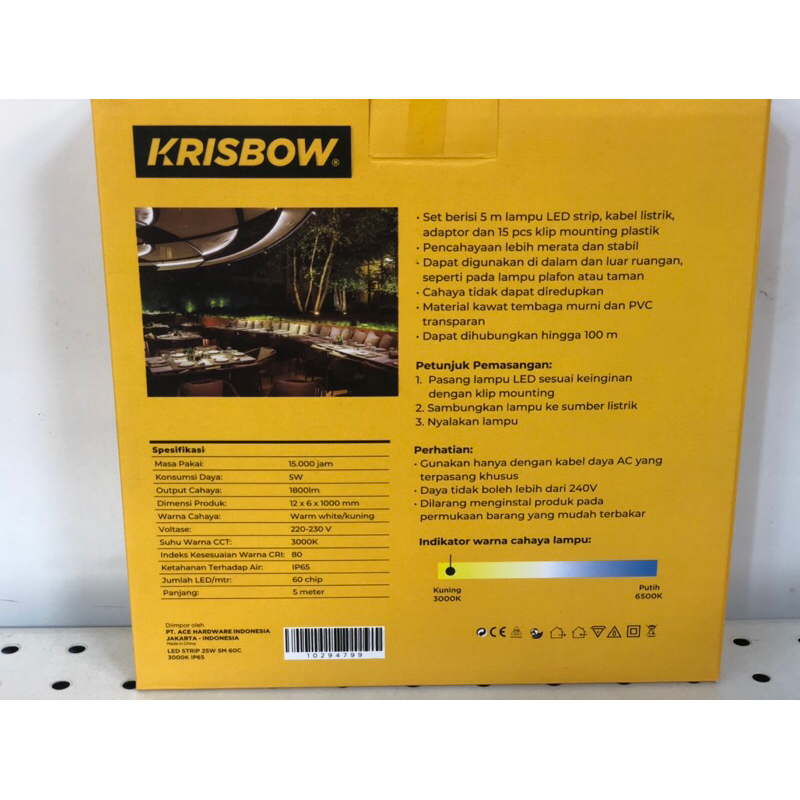 KRISBOW 5MTR LAMPU LED STRIP 25&amp;45W 220V/ACE KRISBOW LED STRIP/KRISBOW LAMPU PLAFON/LAMPU TEMPEL/LAMPU KACA/ACE LAMPU KOLONG