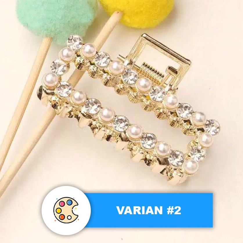 Jepit rambut korea Zamzam H46 Large Size Clip Pearl Hairpin Rhinestone Sweet Lovely keren