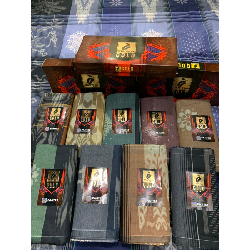 [GROSIR] Sarung Tenun Mangga Gold Kembang ~ Kain Sarung Mangga Gold Kembang