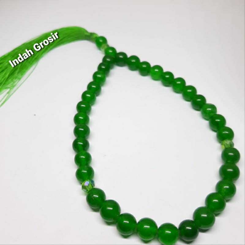 Tasbih Batu Giok Hijau Kristal 8mm 33Butir