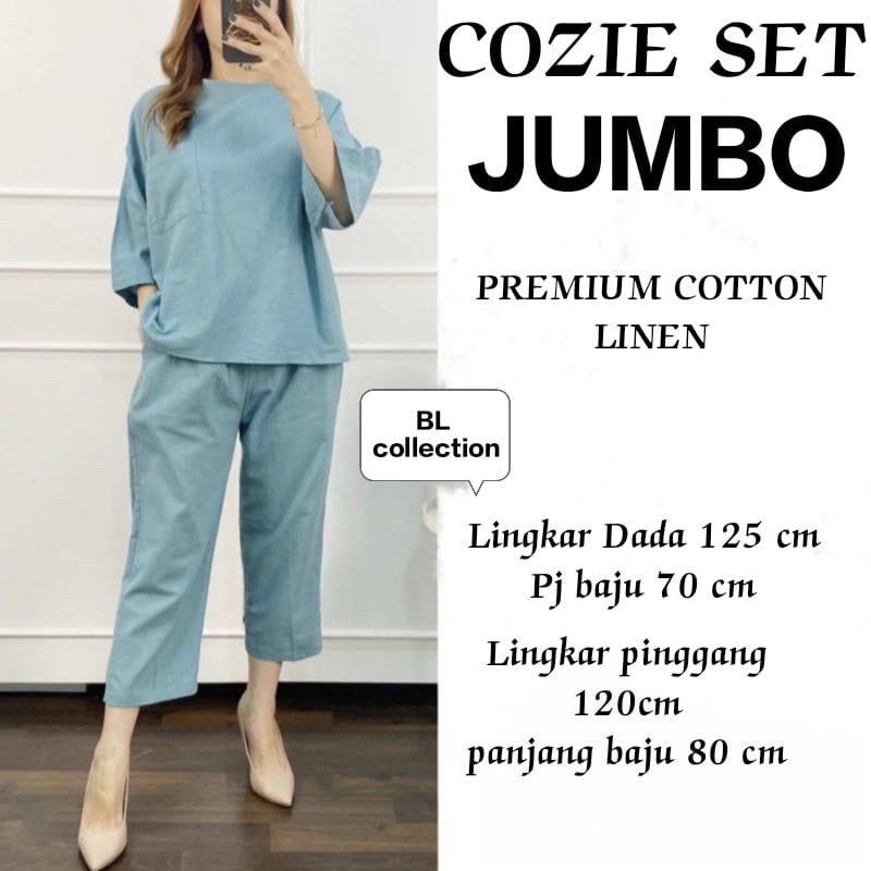 COZIE ONE SET JOMBO setelan wanita TERBARU XXXL,one set KATUN Linen premium  TERLAKU TERLARIS kekian  one set murah termurah