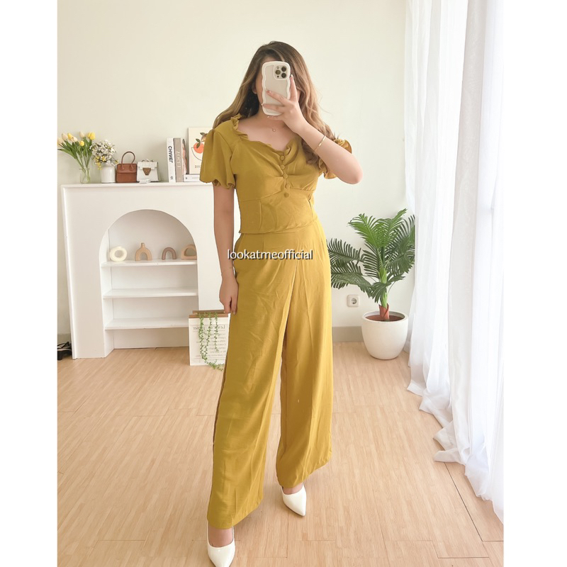 lookatmeofficial - Velysa Set Wanita - Atasan dan Kulot Bahan Crinkle 689