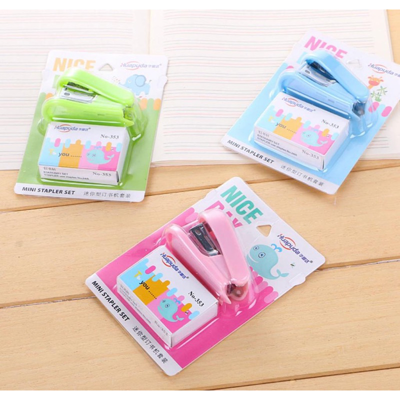 

1 pcs staples stapler mini + bonus isinya || staples mini murah motif lucu