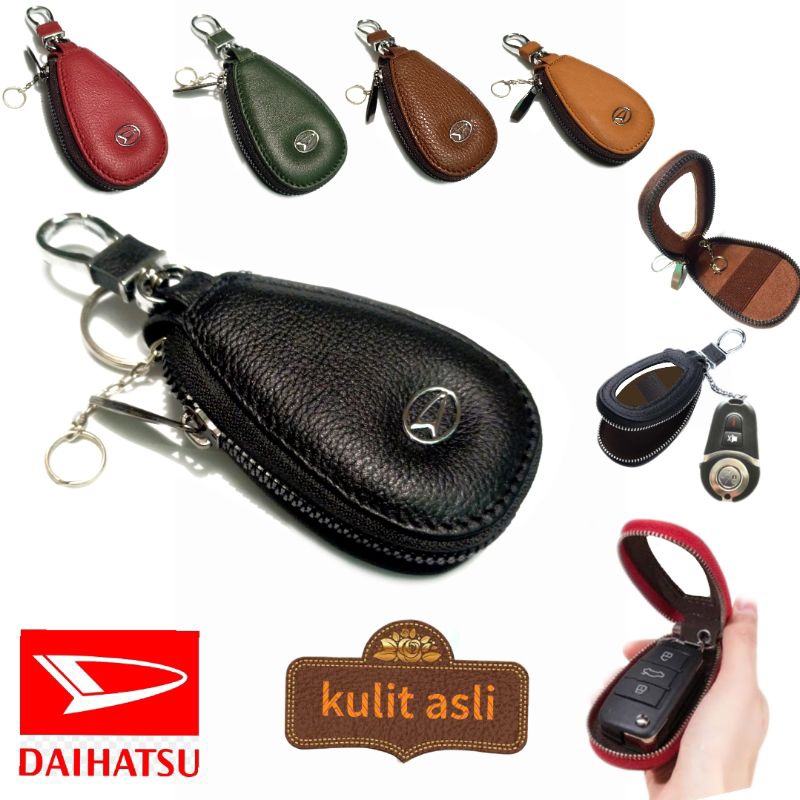 dompet remote keyless mobil Daihatsu kulit asli oval dompet STNK