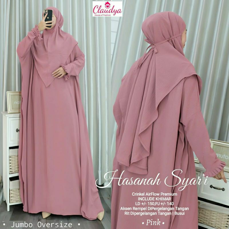 JS. HASANAH SYARI JUMBO LABEL JASMINE GAMIS CRINKLE