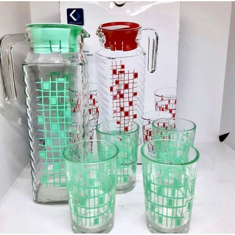 TEKO SET KACA KIMGLASS MOTIF 5in1